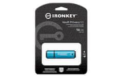 Kingston Ironkey USB ključ, 16 GB, USB 3.2 Gen 1, kovinski, strojna zaščita, moder (IKVP50/16GB)