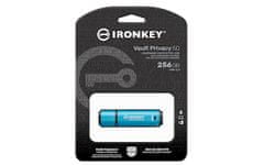 Kingston Ironkey USB ključ, 256 GB, USB 3.2 Gen 1, kovinski, strojna zaščita, moder (IKVP50/256GB)