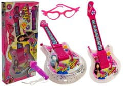 shumee Set otroška kitara z mikrofonom in očali roza 51 cm