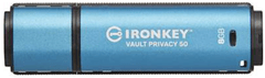 Kingston Ironkey USB ključ, 8 GB, USB 3.2 Gen 1, kovinski, strojna zaščita, moder (IKVP50/8GB)