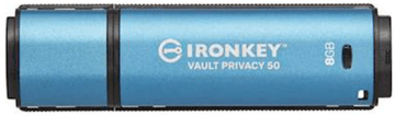 Kingston Ironkey USB ključ, 8 GB, USB 3.2 Gen 1, kovinski, strojna zaščita, moder (IKVP50/8GB)