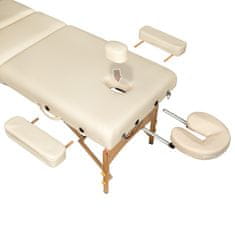 tectake 3-območna masažna miza, oblazinjenje 10 cm + valjaste blazine + stol + torba Bež