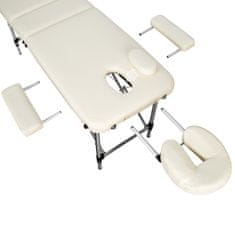 tectake 3-predelna masažna miza, aluminijasta, 5-cm oblazinjenje + torba Bež