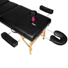 tectake 3-območna masažna miza, oblazinjenje 10 cm + torba Črna