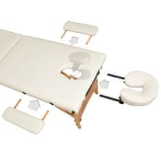tectake Dvodelna masažna miza Freddi s 5 cm debelim oblazinjenjem, z valji in lesenim okvirjem, bež