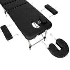 tectake 3-predelna masažna miza, aluminijasta, 5-cm oblazinjenje + torba Črna