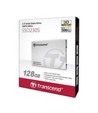 Transcend 230S SSD disk, 128 GB, 560/380 MB/s, 3D NAND, alu (TS128GSSD230S)
