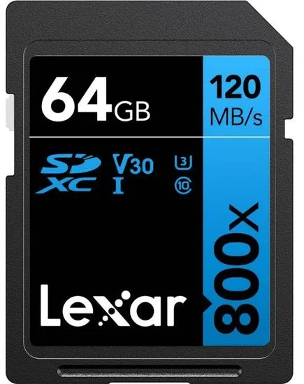 Lexar High-Performance SDXC spominska kartica, 64 GB, 800x, UHS-I