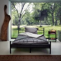tectake Kovinski posteljni okvir »Umetnost« z letvenim dnom 200 x 140 cm, Bela/bela