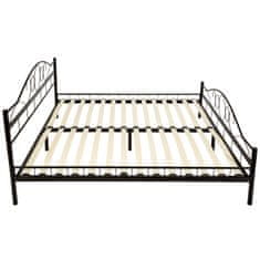 tectake Kovinski posteljni okvir »Umetnost« z letvenim dnom 200 x 180 cm, Črna/črna