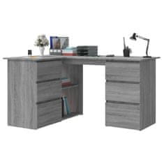 Vidaxl Kotna miza siva sonoma 145x100x76 cm konstruiran les
