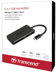 Transcend HUB5C USB razdelilec, USB 3.1 G2 Tip-C, USB A x2, USB C PD, SD UHS-II, microSD, črn (TS-HUB5C)