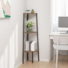 Vidaxl 3-nadstropni kotni regal temno rjav in črn 45,5x31,5x120 cm