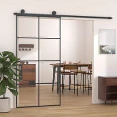 Vidaxl Drsna vrata črna 102,5x205 cm ESG steklo in aluminij