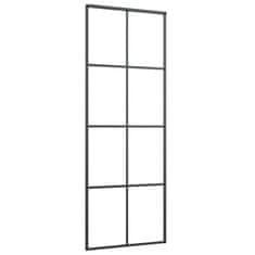 Vidaxl Drsna vrata črna 76x205 cm ESG steklo in aluminij