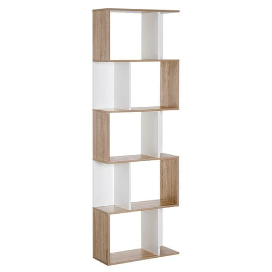 HOMCOM HOMCOM Moderna knjižna omara 5 praktičnih polic Odlična obdelava, gladka in na vlago odporna površina Bela iverna plošča 60×24×184,5 cm