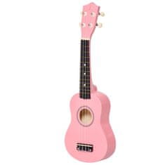 HOMCOM 21-palčni sopranski ukulele iz roza lesa s 4 najlonskimi strunami in 2 trsaloma