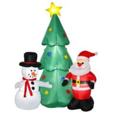 HOMCOM HOMCOM Napihljivo božično drevo 185cm z očetom božičem in snežakom, božična dekoracija za vrt in dom z LED lučkami in večbarvnim napihovalnikom