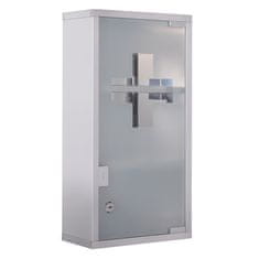 HOMCOM HOMCOM Medicinska omarica, jeklena škatla za prvo pomoč, steklena vrata in 2 ključa 48x25cm