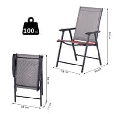 OUTSUNNY Outsunny komplet 4 zložljivih zunanjih stolov iz jekla in tekstilena za vrtno teraso, siva, 58 x 64 x 94 cm