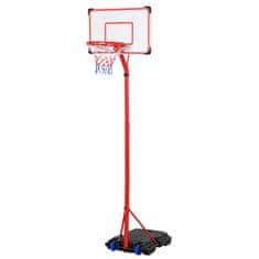 HOMCOM prenosni otroški
košarkarski obroč z belo tablo, stojalom, 2 kolesi in nastavljivo višino 216-261,5
cm