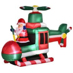 HOMCOM HOMCOM Napihljiv očka Božiček na helikopterju 107 cm s 4 lučkami LED in napihovalnikom, zunanja božična dekoracija