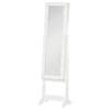 HOMCOM nastavljiva ogledalna omarica za nakit z lučkami LED, les, toplo bela, 36x30x136 cm