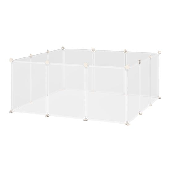 PAWHUT PawHut Kovinska in PP modularna ograja za kunce, kužke in male živali, 12 panelov 35x45cm bela