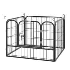 PAWHUT PawHut zložljiva ograja za pse za notranjo in zunanjo uporabo, vrata z zaklepom in pritrdilnimi zatiči, 82x82x60 cm, temno siva
