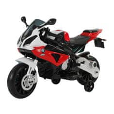 HOMCOM bmw električno motorno kolo za otroke hitrost 2,5- 5km/h 12v baterija s kolesi in lučmi 110 × 47 × 69cm črno-rdeče