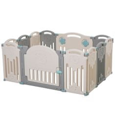 HOMCOM 12-delna ograja za dojenčke +6 mesecev s strukturo, ključavnico in igračami, sivo bela
108x133x58cm