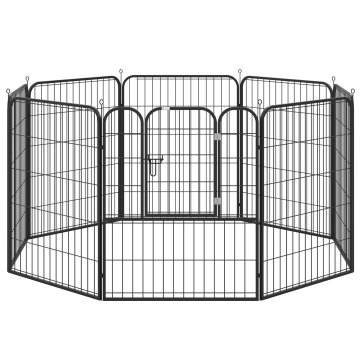 PAWHUT PawHut ograja za pse in mladiče, kovinska in jeklena modularna notranja in zunanja ograja za pse, 8 panelov 79x100cm