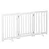 PAWHUT 3-delna zložljiva pasja
vrata, osrednja vrata s
ključavnico, okvir iz mdf,
155x76cm bela