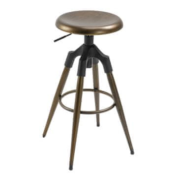 HOMCOM visok barski stol v industrijskem slogu za kuhinjo, vrtljiv sedež z nastavljivo višino in
kovinskim podnožjem,
bronast, 45x45x74- 82 cm