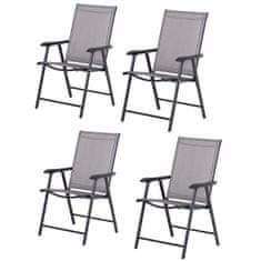 OUTSUNNY Outsunny komplet 4 zložljivih zunanjih stolov iz jekla in tekstilena za vrtno teraso, siva, 58 x 64 x 94 cm