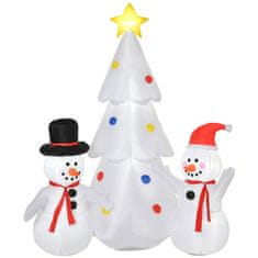 HOMCOM HOMCOM Napihljivo božično drevo 185 cm s snežaki, božična dekoracija z lučkami LED in napihovalnikom za vrt in dom Večbarvno