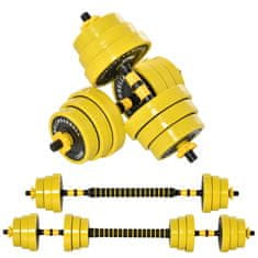 HOMCOM 20-kilogramska palica in dumbbell, modularna in 2- v-1, za domače
usposabljanje/športno dvorano, železov prah in
rumena barva