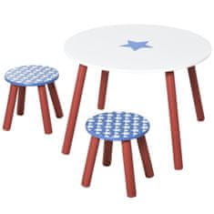 HOMCOM HOMCOM Komplet miza in 2 stolčka Dekoracija z zvezdicami za otroško sobo 3-5 let v modri, rdeči in beli barvi lesa