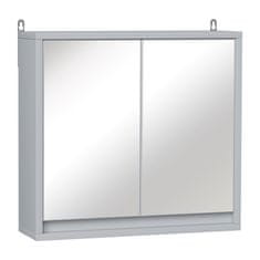 HOMCOM Dvojna steklena vrata z nastavljivo polico kopalnica stena les 48x14.5x45cm siva