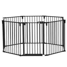 PAWHUT PawHut 8-delna zložljiva varnostna vrata, jeklena zaporna vrata za pse, sistem samodejnega zaklepanja in zapiranja, črna