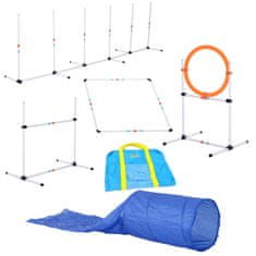 PAWHUT komplet opreme agility torba za trening 5 elementov visokega skoka in tunela za pse poliester, pe φ60 x 300cm bela,
oranžna, modra