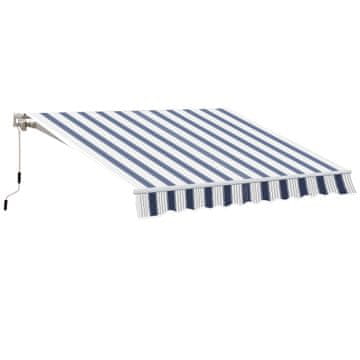 OUTSUNNY Outsunny Markiza za zunanjo uporabo ročna rolo markiza poliestrska tkanina 2,5 × 2 m modra in bela