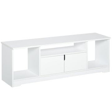 HOMCOM HOMCOM Stojalo za televizor do 42'' z omarico in odprtimi policami, leseno pohištvo za dnevno sobo, 120x30x41cm, belo
