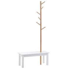 HOMCOM klop za obešanje plaščev za vhod v spalnico, bambus, beli les, 80x30x180cm