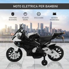 HOMCOM bmw električno motorno kolo za otroke 12v baterija hitrost 2,5-5km/h s kolesi
in lučmi 110 × 47 × 69cm črno-bela