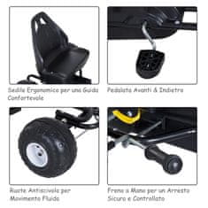 HOMCOM gokart s pedali za otroke z zavoro in sklopko 101,5 × 65,5 ×
59,5 cm črno-bela