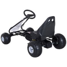 HOMCOM gokart s pedali za otroke z zavoro in sklopko 101,5 × 65,5 ×
59,5 cm črno-bela