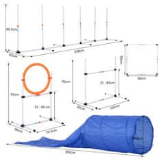 PAWHUT komplet opreme agility torba za trening 5 elementov visokega skoka in tunela za pse poliester, pe φ60 x 300cm bela,
oranžna, modra