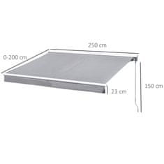 OUTSUNNY 250x200cm markiza z električnim odpiranjem z daljinskim upravljalnikom ali ročico, aluminij in siv
poliester