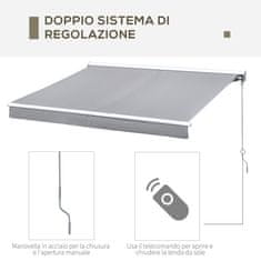 OUTSUNNY 250x200cm markiza z električnim odpiranjem z daljinskim upravljalnikom ali ročico, aluminij in siv
poliester